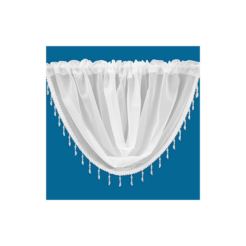 Plain Beaded Voile Swags Net Curtains Voile Swag Valance Pelmet