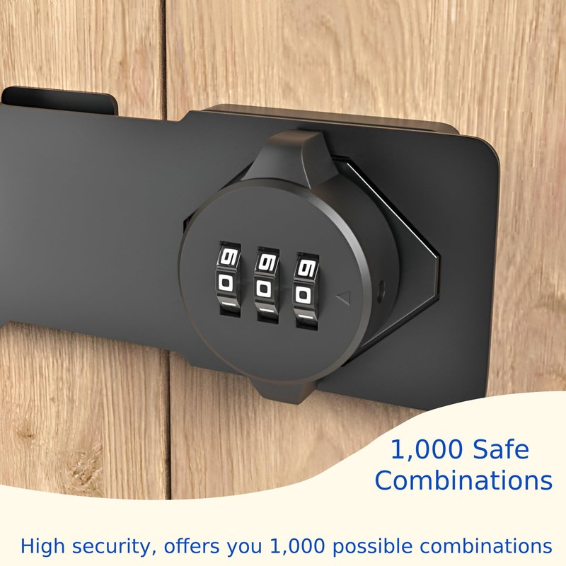 RETRIN 3-Digit Combination Lock, Black, Keyless, Zinc Alloy, Cabinet Door