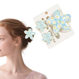 Flomiara 3 x Blumen-Haarspangen für Damen, hawaiianische Haarklammern, Sommer-Reise-Haar-Accessoires, seitlicher starker Halt, Druck-Klauen-Clip, Haarnadel für Mädchen, Frauen, dickes, dünnes Haar