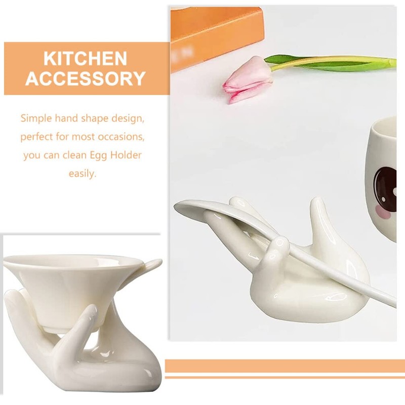 2Pcs Ceramic Hand Frame Boiled Egg Holder Breakfast Egg Stand