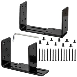 Adjustable Door Barricade Brackets, 2 x Door Security Brackets, Drop Open Bar Holder for Security Door, U Bracket Door Barricade Security Bar Bracket for Outswing Inswing Doors Gates 2x4 (Type U)