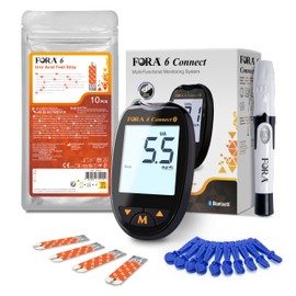 FORA Black Uric Acid Meter with 10 Test Strips + 10 Lancets Bundle