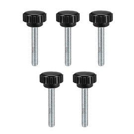 sourcing map M6 x 40mm Metric Male Thread Knurled Clamping Knobs Grip Thumb Screw on Type Hand Clamping Handle Bolt with Plastic Knobs Black 5 Pcs