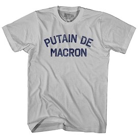 Putain De Macron Adult Cotton T-Shirt, Cool Grey, X-Large