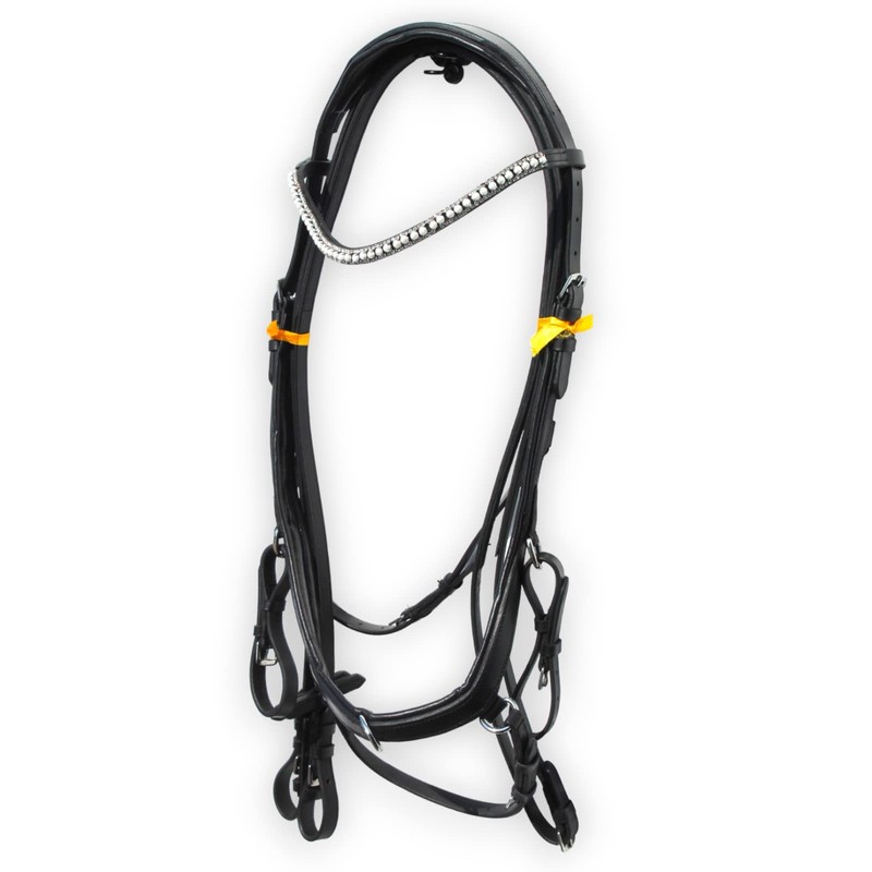 Aces Equine LEATHER ANATOMICAL HORSE BRIDLE DESIGNER PEARL BROWBAND WITH