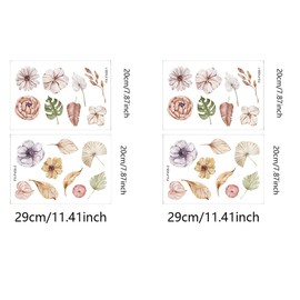 2 Sets Leaves Flower Wall Stickers Decor Removable Flower Wall Decals DIY Leaves Wall Decor Bathroom Wall Decals Vinly Boho Floral Wall Stickers Bedroom Kitchen Peel and Stick Wall Art 11.4x31.5 Inch