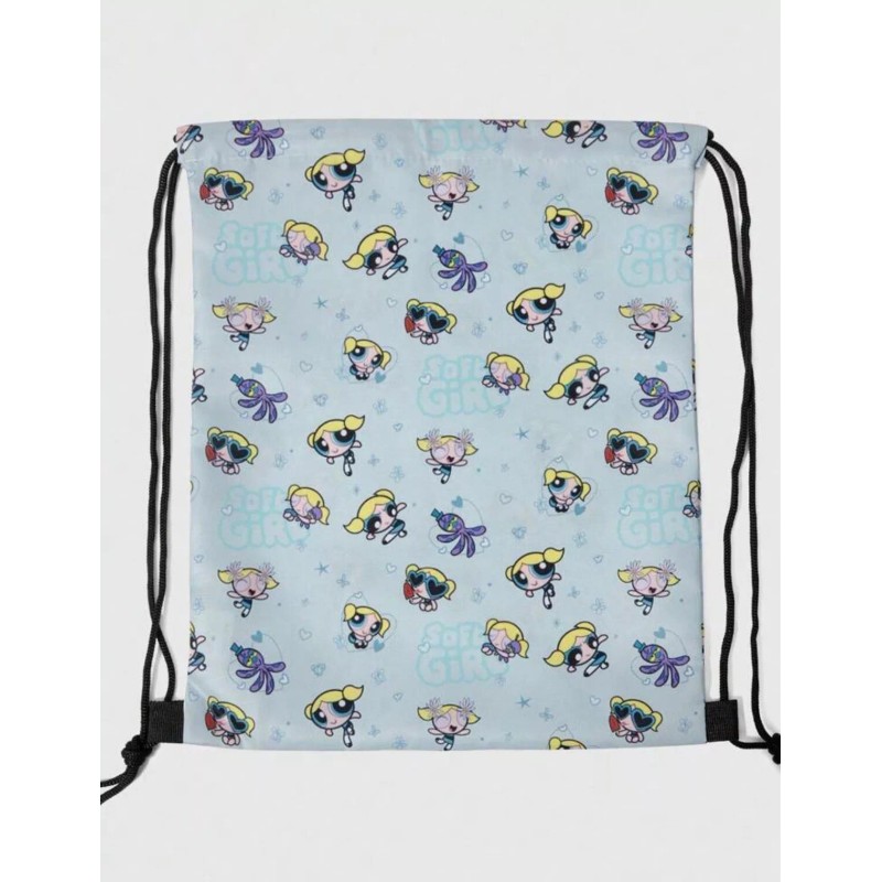 Unbranded New POWERPUFF GIRLS Drawstring Backpack BUBBLES Purse BABY BLUE