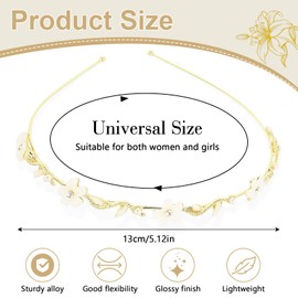 Hochzeit Haarreifen Damen, Braut Haarband, Haarschmuck Kommunion Mädchen, Gold Tiara mit Blumen Perle für Hochzeit Erstkommunion Proms Parteien Geschenke