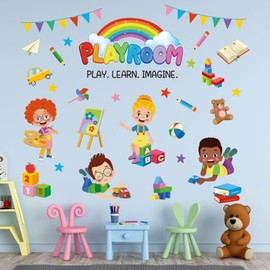 Playroom Wall Stickers for Kids – Educational and Colourful Rainbow Design, Peel and Stick Nursery Wall Décor for Toddlers, Boys and Girls Bedroom or Classroom Learning Space