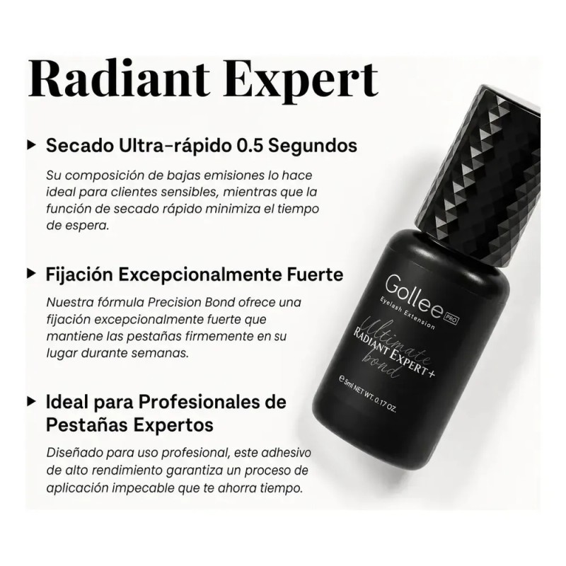 Pegamento Para Pestañas Gollee Radiant Expert Negro de 5 mL