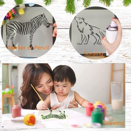 Dragon, Bear, Panda, Fox Paint Stencils - 60Pcs Different Templates for Painting Spraying, Sponge Roller Painting, Crayon Drawing, DIY Craft (7.6 x 7.6cm)
