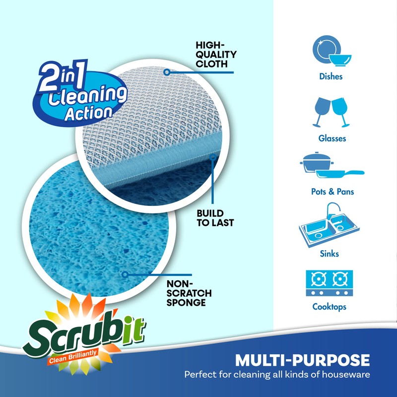 SCRUBIT - [12 Pack] Scrub and Wipe Cleaning Pads –