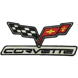 Corvette Racing Checkered Flags Patch - 4 X 2 Inch Iron on sew on P193