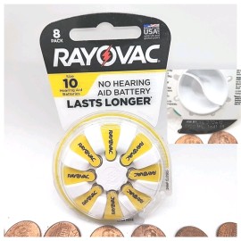 Rayovac #10 Hearing Aid Batteries 8 Pack NEW Size 10 1.45V Exp. Jul 2026