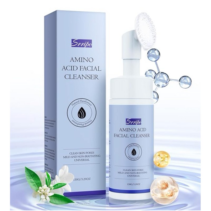 Srripo Amino Acid Foaming Cleanser, Gentle Face Wash and Makeup