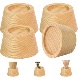 FASONLA Bed Risers (Set of 4) Furniture Risers Lifts Height 2", Oak Solid Wooden Risers for Bed, Furniture Risers with Non-Slip Recessed Hole (Monolithic Wood, 4pcs-2" Hight-Natural)
