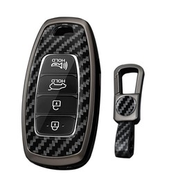 KUNIO Keyless Key Case Fits Hyundai Kona Hybrid for Kona N Fits Hyundai I30 Fastback i30N Protective Metal Key Case Key Cover Key Fob 3/4/5 Buttons Black, black