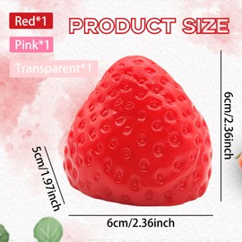 YOKUSHI 3 Pcs Big Taba Squishy Strawberry Fidget Toy, Cute Food Squishies Pinch Family Slow-Rising Squeeze Ball Toy for Adults