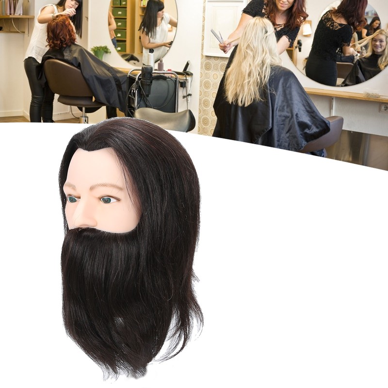 Salon Male Mannequin Head Human Hair Practice Hairdressing Training Head