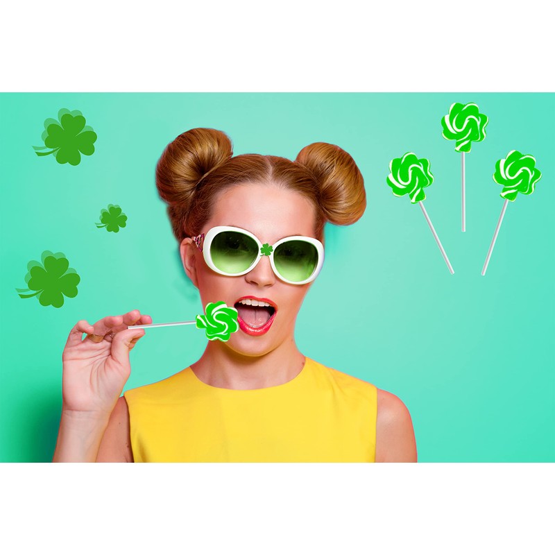 Fruidles St. Patrick's Shamrock Swirl Lollipop Green and White, Party