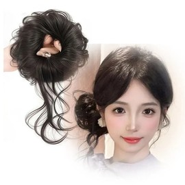Women's wavy ponytail wig 1P human hair low bun hair (WFL0G7T) dark brown WFL0G7T / 여성 웨이브 똥머리 부분 가발 1P 인모 로우번 헤어 (WFL0G7T) 흑갈색WFL0G7T