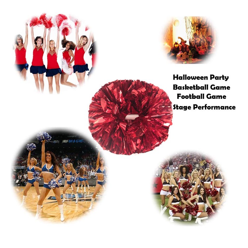 Hooshing 2PCS Red Pom Poms Cheerleading with Baton Handle for