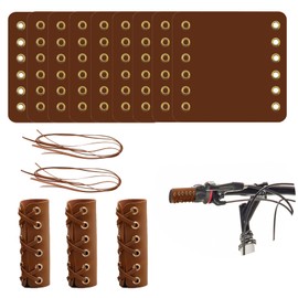 20 Pcs Leather Walking Stick Grip Kit, Leather Handlebar Grips Cover, Motorcycle Grip Covers Wraps for Motorbikes, Bicycles and Canes with 20 Pcs Strap 4.61 x 4.37 Inch