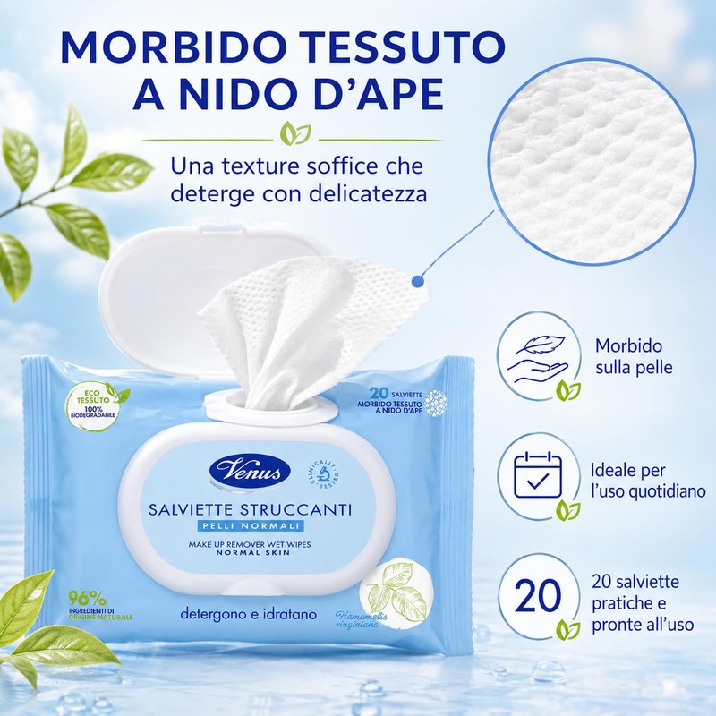 Salviettine Struccanti Venus 20pz Pelli