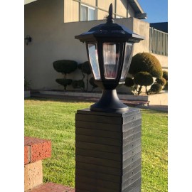 Garden Sunlight 2 Set Solar Hexagon Black SMD  LED Cap Light for 4" 5" 6" Post Fence  - BLACK, 4X4"