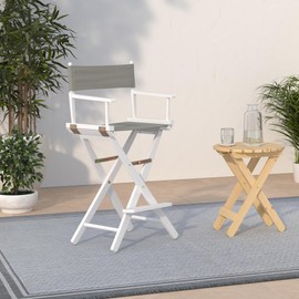 Casual Home 24" Director's Chair White Frame with Grey Canvas, Counter Height