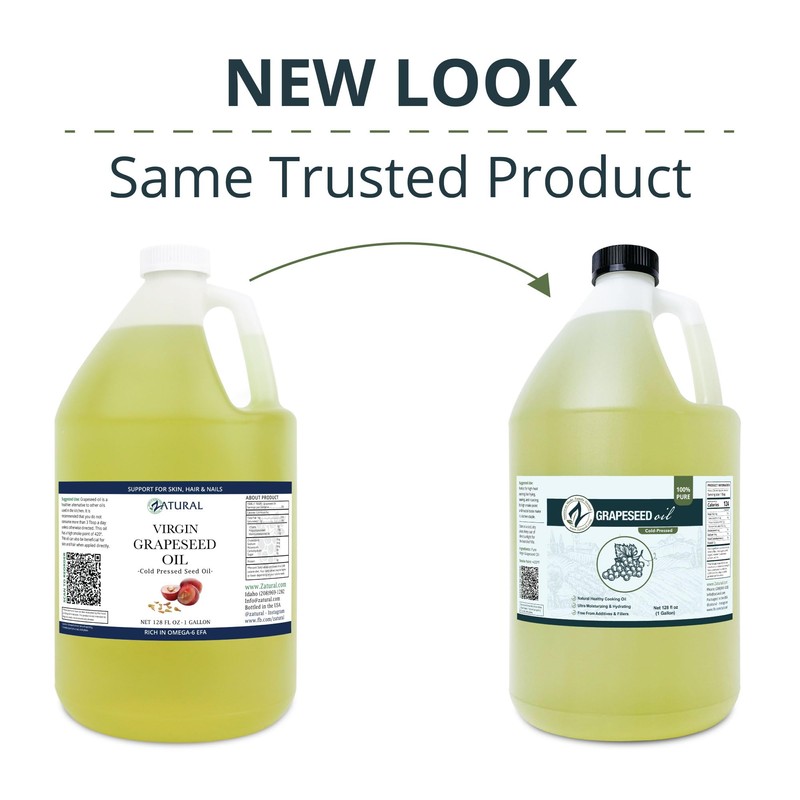 Zatural Grapeseed Oil Naturally Grown 100% Pure Cold Pressed Virgin