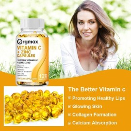 Vitamina C 1000mg Plus Zinc 20mg 120 Cápsulas Antioxidante Inmunidad, Apoyo al Corazón