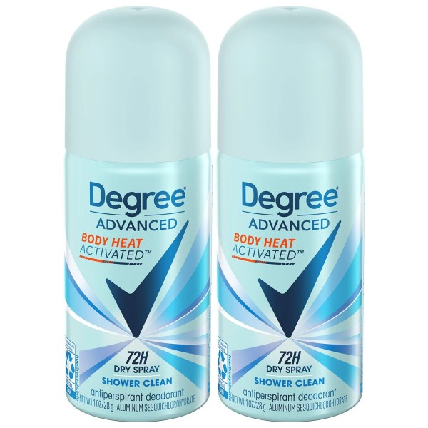 Degree Advanced Antiperspirant Deodorant Spray, Shower Clean 2-Pack – Travel