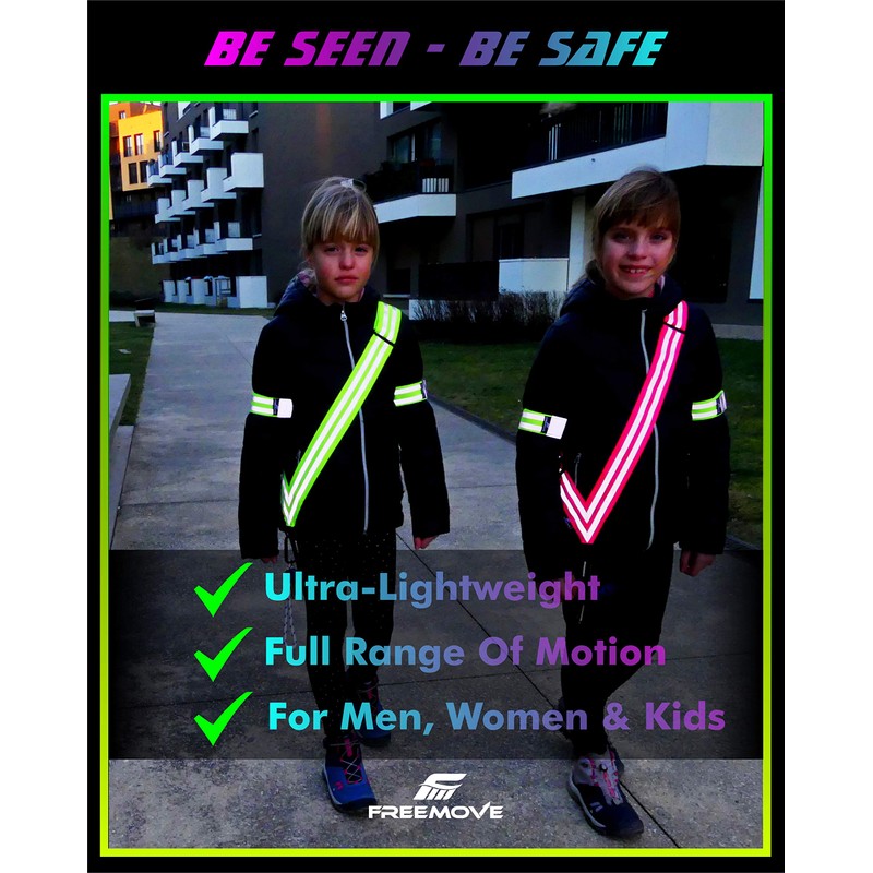 FREEMOVE Reflective SASH with 2 Reflective Arm Bands/Reflective Wristbands >