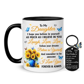 Hyturtle To My Daughter From Mom Gift Set – Mug & Keychain Combo For Birthday, Mother's Day, or Christmas – Daughter Cups From Mom - Meaningful Keepsake of Love