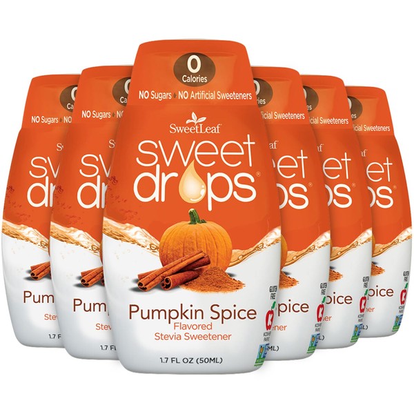 SweetLeaf Drops Pumpkin Spice, 50 porciones, paquete de 6, transparente
