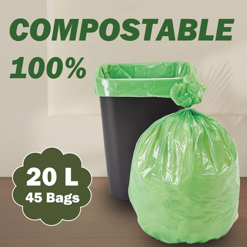 JENCENBIO Compostable Bin Liners, 5 Gallon, 20Liter, Extra Thick 0.78