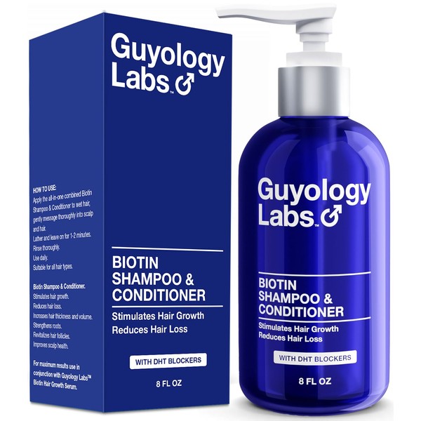 Hair Growth Shampoo For Men - With Conditioner for Thinning Hair - Natural DHT Blockers To Reduce Hair Loss - Biotin and Keratin Best for Growth and Thickening - Made in USA by Guyology Labs