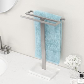 KES Hand Towel Holder for Bathroom, Countertop Towel Stand with Weighted Marble Base, S-Shape Hand Towel Rack Stand Freestanding Counter Top 18/8 Stainless Steel Brushed Finish, BTH223-2