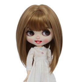 Tzncos Just 1pc wig fit for 10-11 inch Head Dolls, Blyth Qbaby Amydoll Wig Short Straight Collection Hair (Light Brown)
