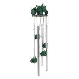 ICE ARMOR 23" Long Green Tractor Round Top Wind Chime Statue Sculpture Ornament Decoration Garden Decor Ideas for Housewarming, Holidays and Birthdays Great Collectible Addition
