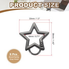 PATIKIL Star Keychain Clip, 6 Pcs Star Key Ring Snap Hook Clips Zinc Alloy Trigger Spring Buckles for Keychains Bags Purses Handbag Jewelry Making, Silver