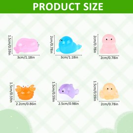 LALASTYLE 64 PCS Luminous Ocean Animals, Tiny Toy Resin Octopus, Crab, Shrimp，Dolphin, Sea Lion, Variety Pack Sea Creatures for Fairy Garden Accessories, Fish Tank, Miniature Landscape Home Decoration