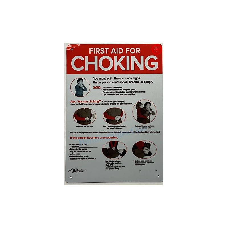 FIRST AID FOR CHOKING SIGN- Resturant choking sign (ALUMINIUM, REFLECTIVE.