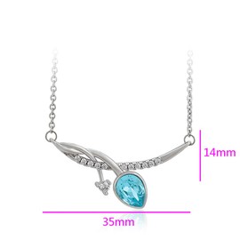 XUPING Silver Pendant Necklace Aquamarine Crystal Necklace Birthstone Crystal Sparkling Necklace for Women Girl Birthday Party Jewelry Gift