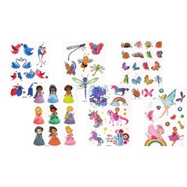 6 Sheets Temporary Glitter Tattoos Princess Tattoos Unicorn Tattoos Butterfly Tattoos Animal Tattoos Glitter 6