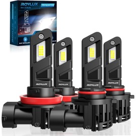 ROYLUX 9005 H11 Fog Light Bulbs, HB3 High Beam H9 H8 Low Beam Light, 40000LM 600% Brightness 99% Canbus Ready Plug and Play 6000K Cool White