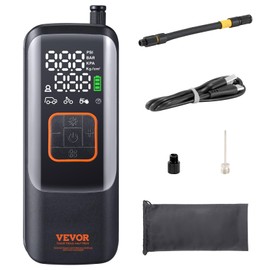 VEVOR Electric Bike Pump, 150PSI Tire Inflator Portable Air Compressor with Auto Shut-Off and LCD Screen, Electric Air Pump with Presta Schrader Valve for Motorcycle Bike Car Ball