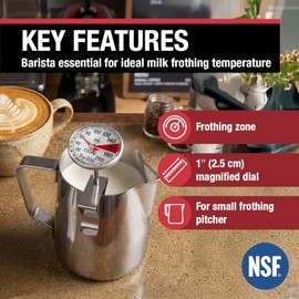 CDN ProAccurate® Termómetro de espuma para bebidas de lectura instantánea con clip para medir la temperatura precisa, vástago de acero inoxidable de 5