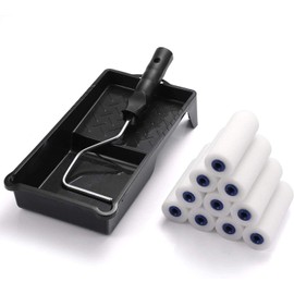 Foam Paint Roller, Roller Frame with 4-Inch Mini Paint Roller Cover Refills with Foam-Covered Ends, High-Density Foam Paint Tray Set for Room Home Repair Mini Paint Kits(12 Piece)